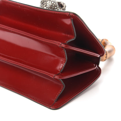 Gucci Calfskin Lisse Cornice Crystal Mini Thiara Top Handle Bag Cerise Red Gold Multicolor 7 of 10