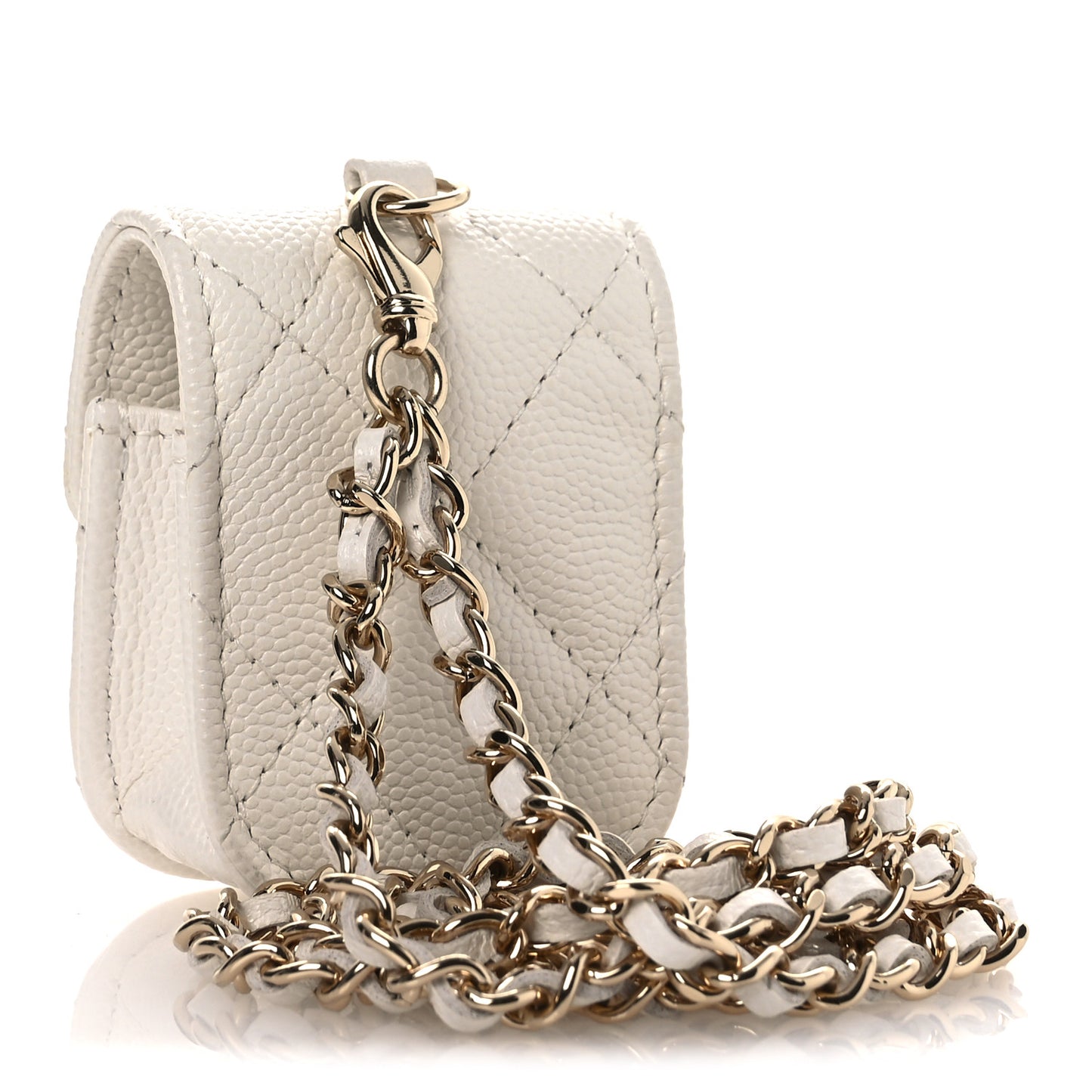 Caviar Quilted Airpods Case White