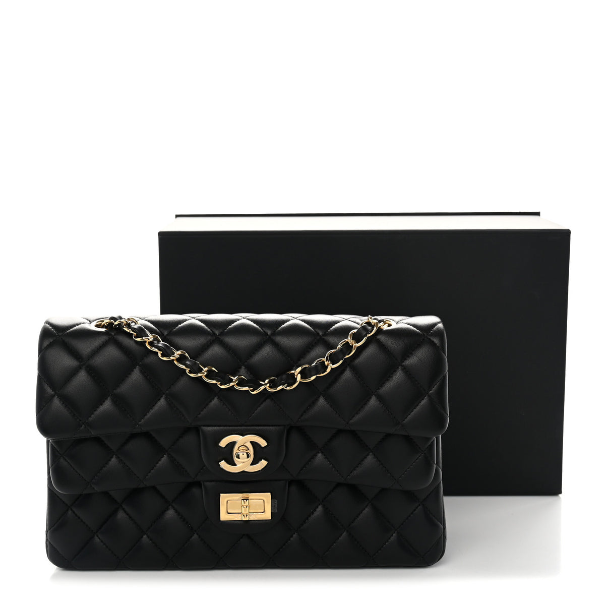 Chanel Lambskin Quilted Layered Flap Bag Black 11 of 11