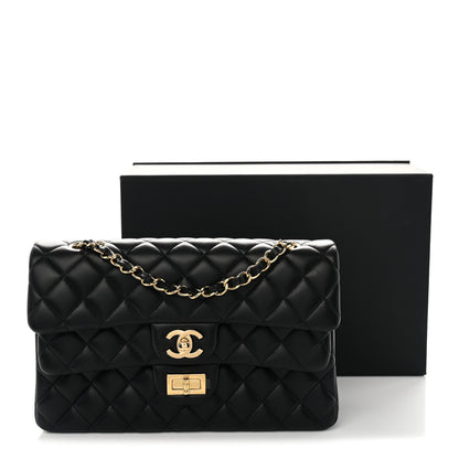 Chanel Lambskin Quilted Layered Flap Bag Black 11 of 11