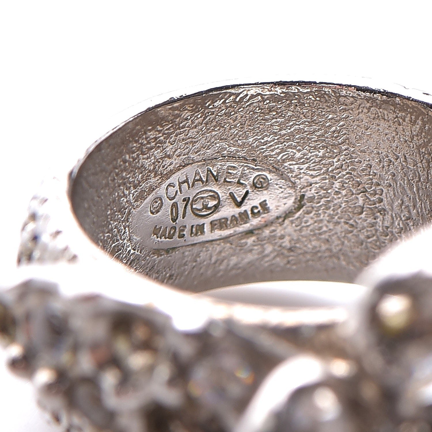Chanel Swarovski Crystal Camellia CC Ring 7 5 of 5