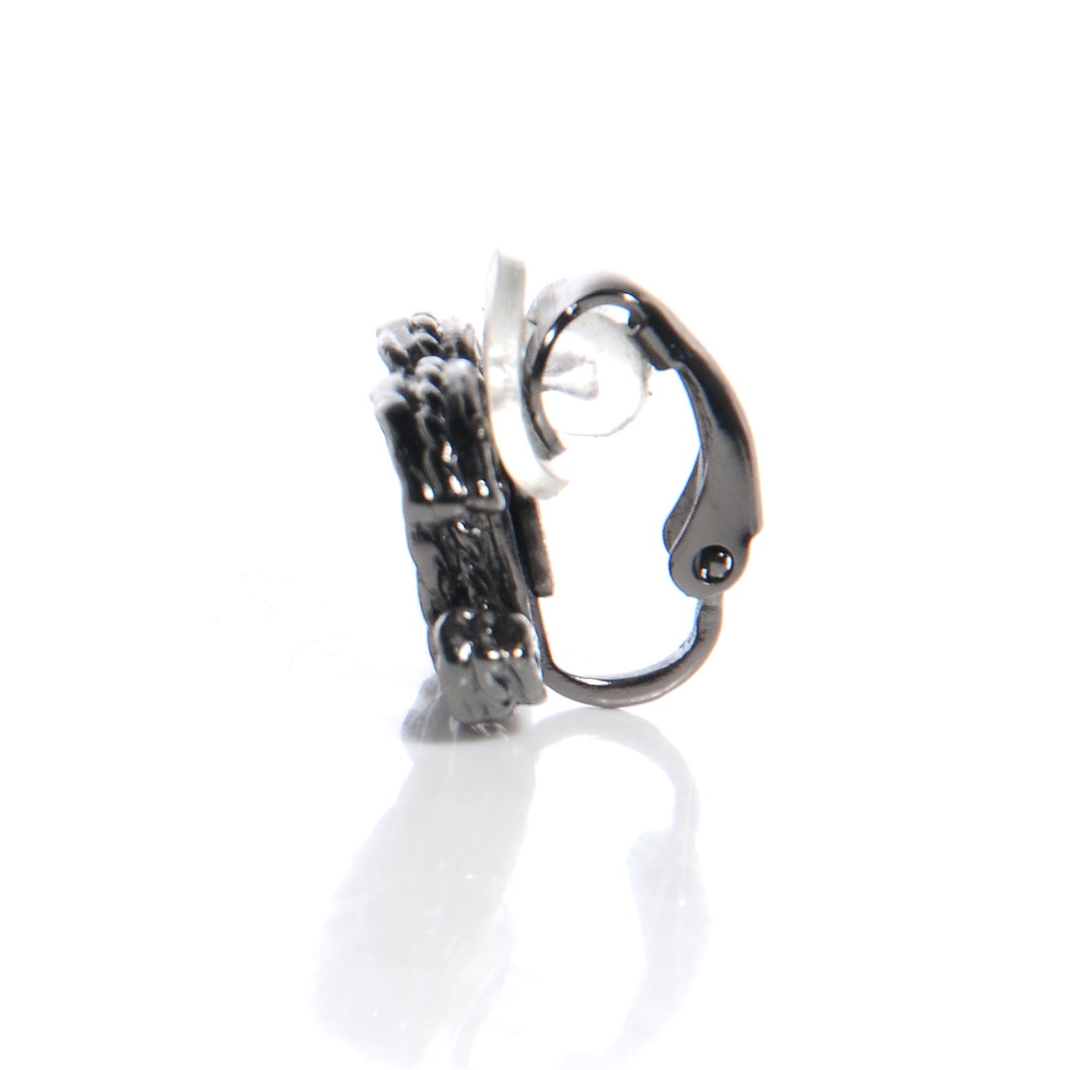 Chanel Ruthenium Crystal CC Clip On Earrings 5 of 6