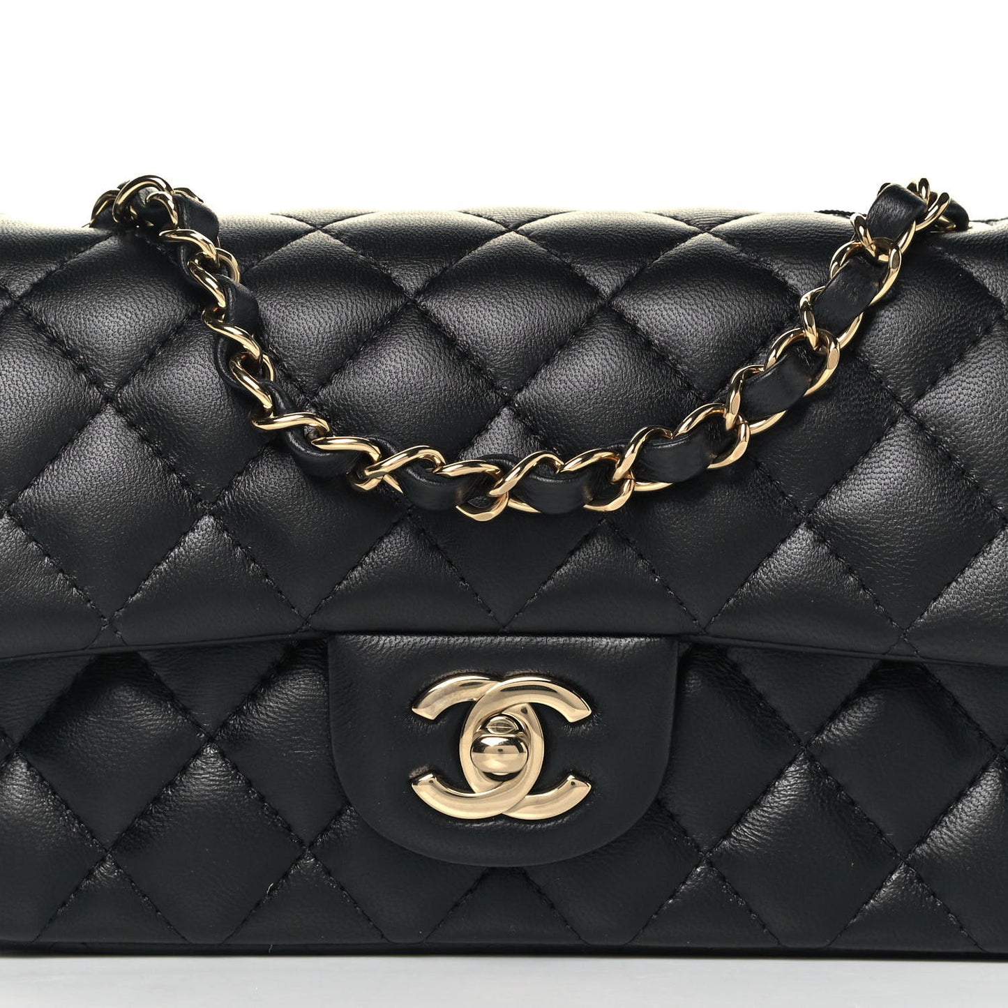 Lambskin Quilted Mini Rectangular Flap Black