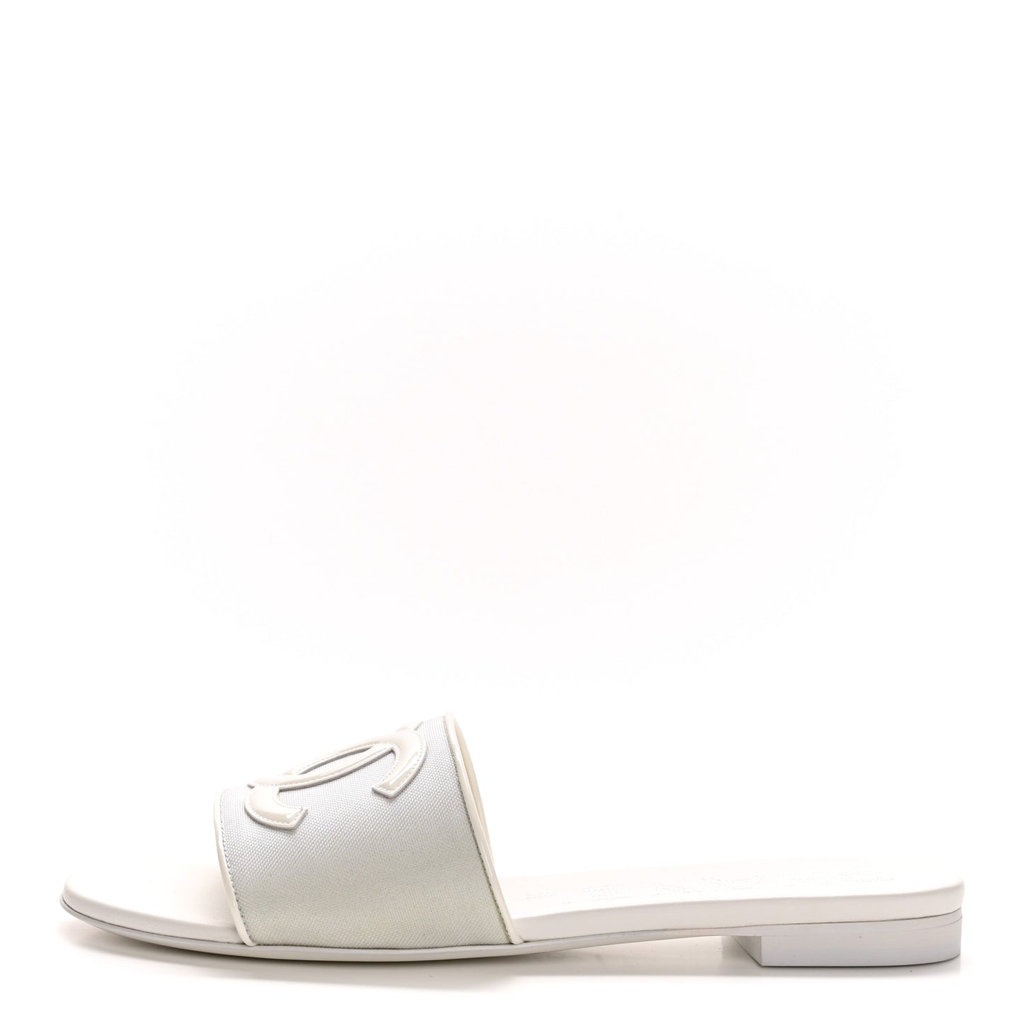 Patent Calfskin CC Mules Sandals 39 White