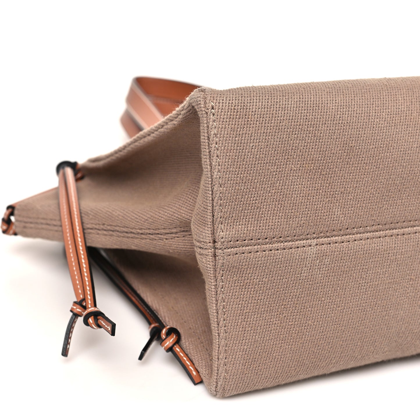 Canvas Calfskin Cushion Tote Taupe
