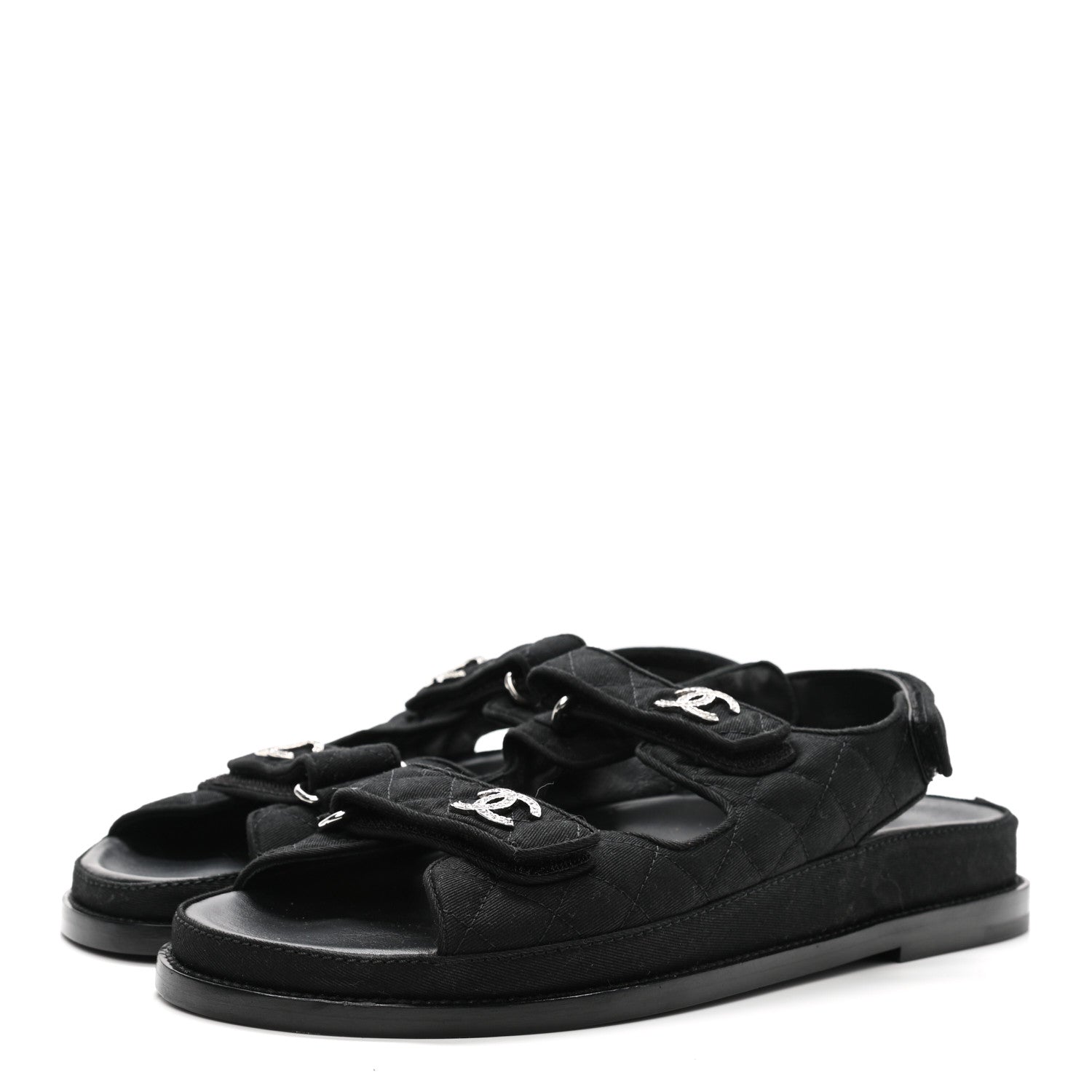Chanel Mixed Fibers Velcro Dad Sandals 41 Black 3 of 9
