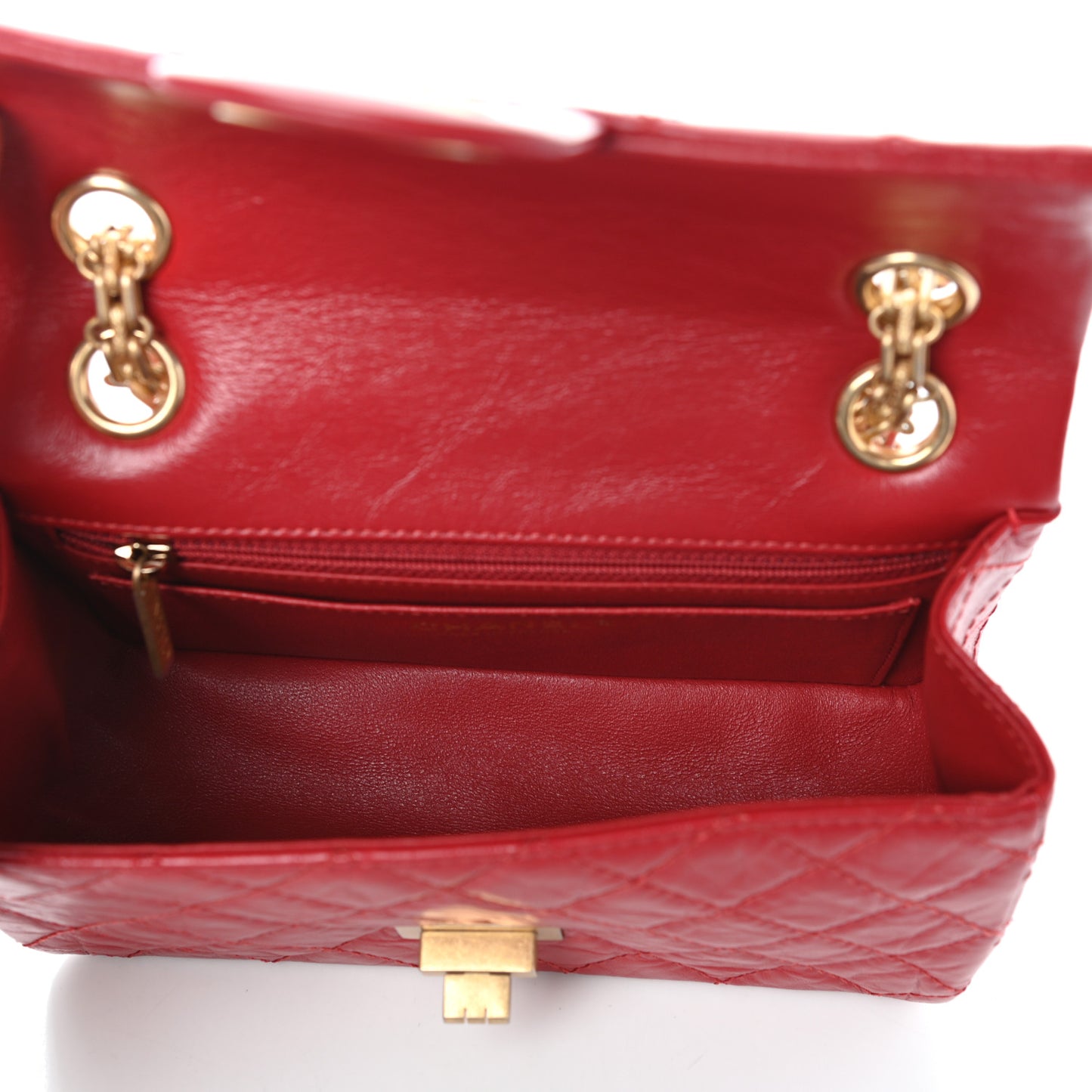 Aged Calfskin Quilted 2.55 Reissue Mini Flap Red