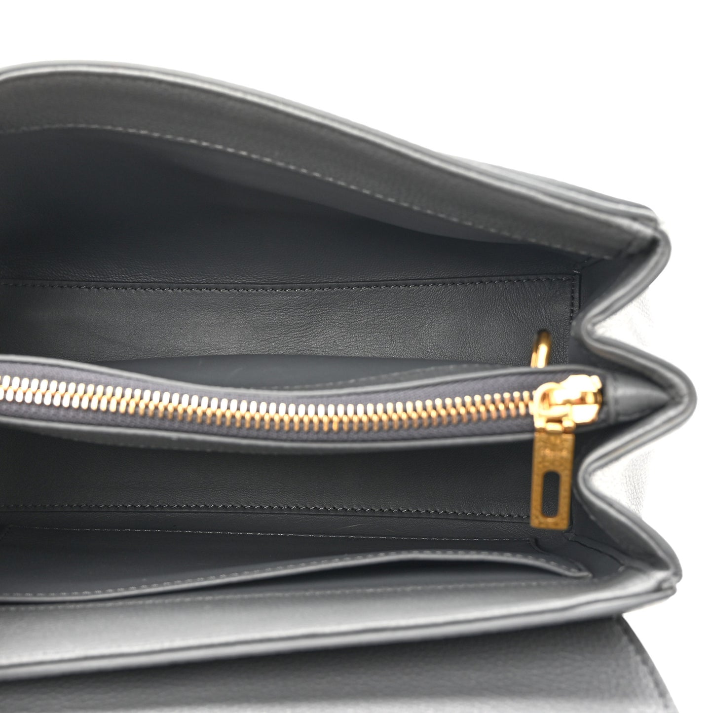 Grained Calfskin Small 16 Top Handle Bag Medium Grey