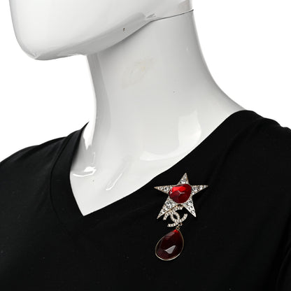 Chanel Crystal Resin Star CC Brooch Gold Red 2 of 5