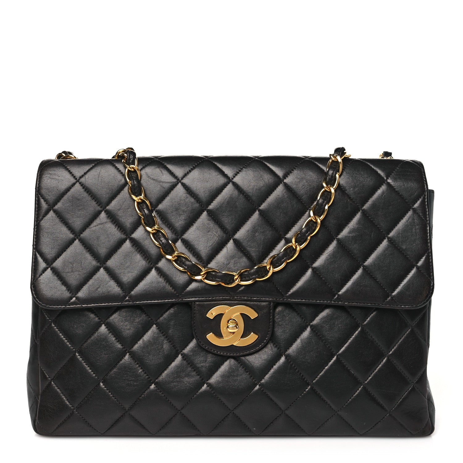 Chanel Lambskin Quilted XL Jumbo Single Flap Black 1 of 10
