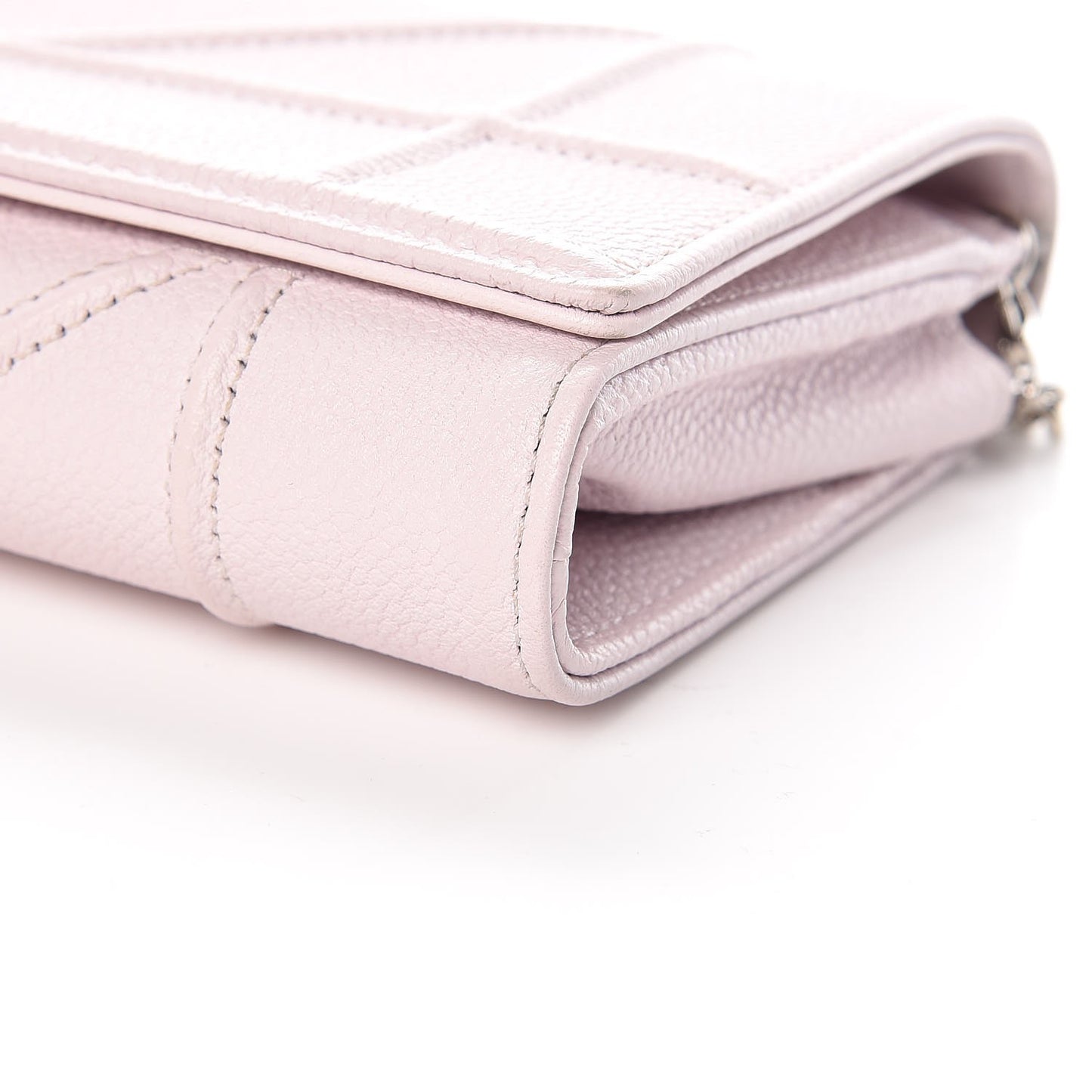 Grained Calfskin Diorama Croisiere Chain Wallet Pink