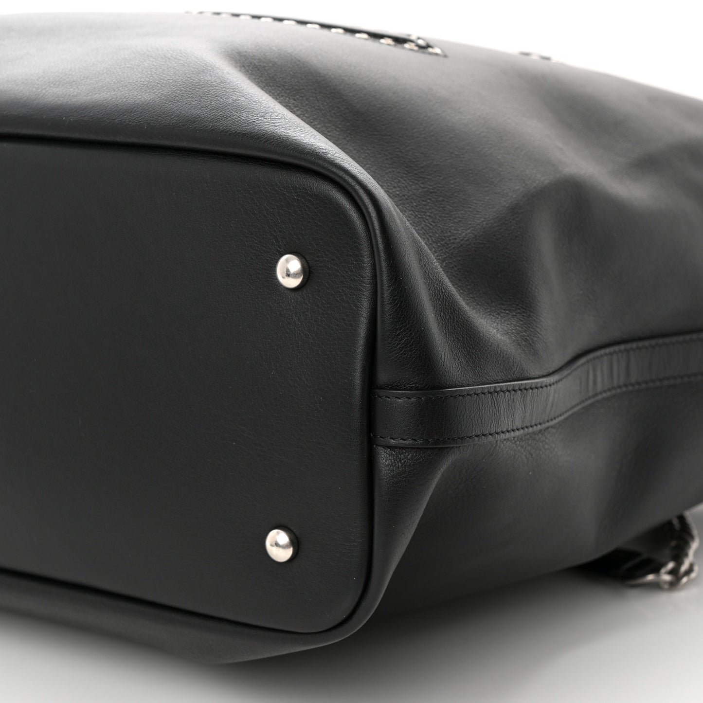 Grained Calfskin Large Coco Eyelets Shopping Tote Black