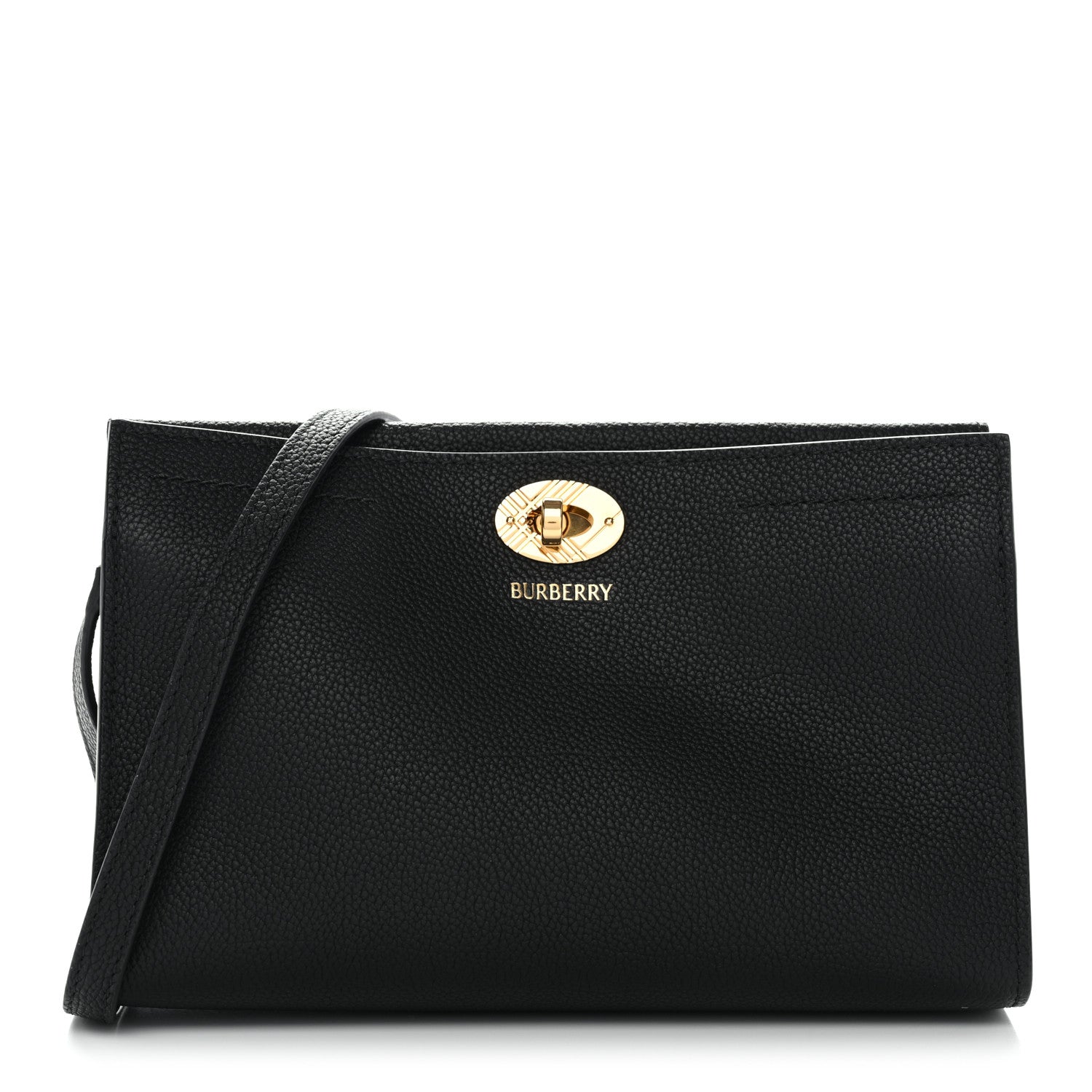 Burberry Grainy Calfskin Nova Check Small Cotswolds Pouch Black