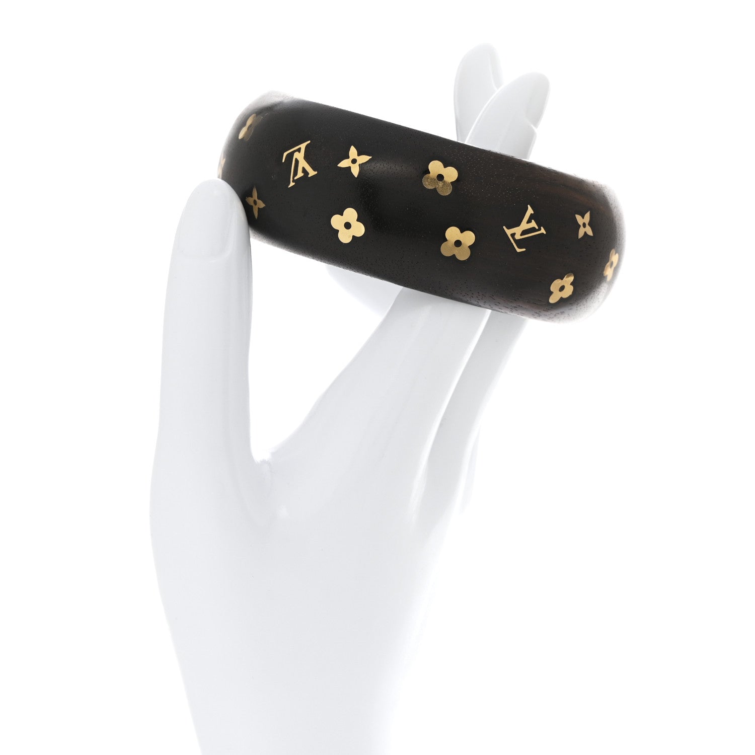 Louis Vuitton Tiger Wood Brass Wide Sylvania Bangle 2 of 3