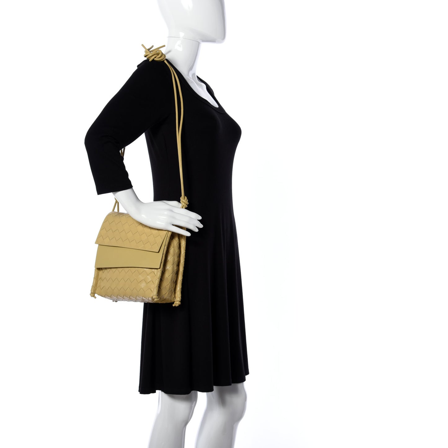 Nappa Intrecciato Small Knot Flap Crossbody Tapioca