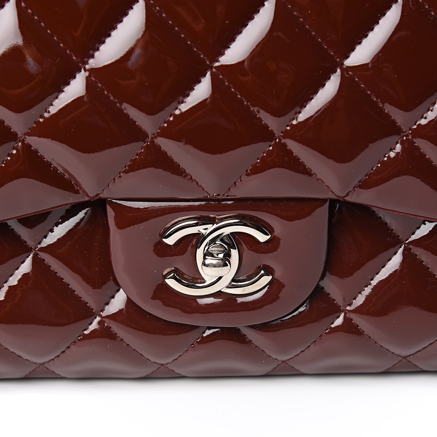 Chanel Patent Quilted Maxi Single Flap Dark Red 11 of 11