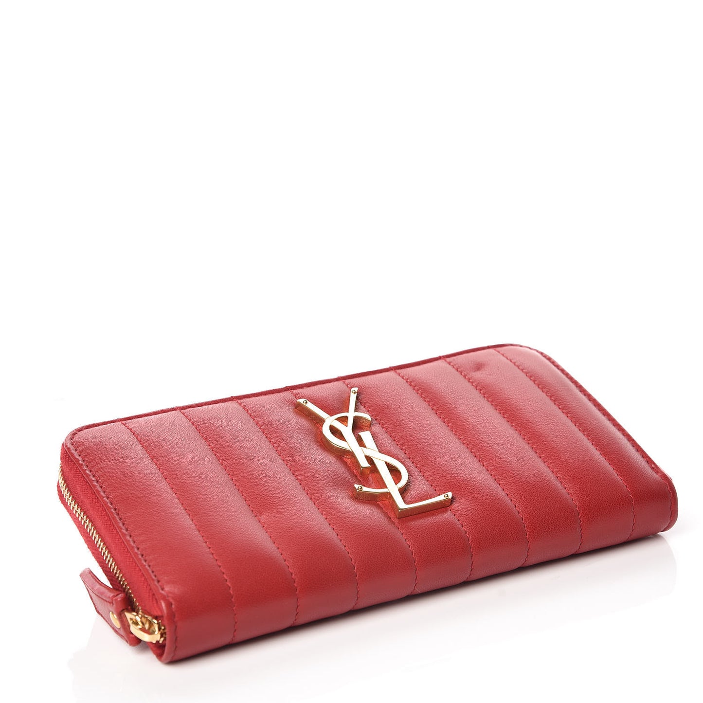 Lambskin Matelasse Monogram Vicky Zip Around Wallet Rouge Eros