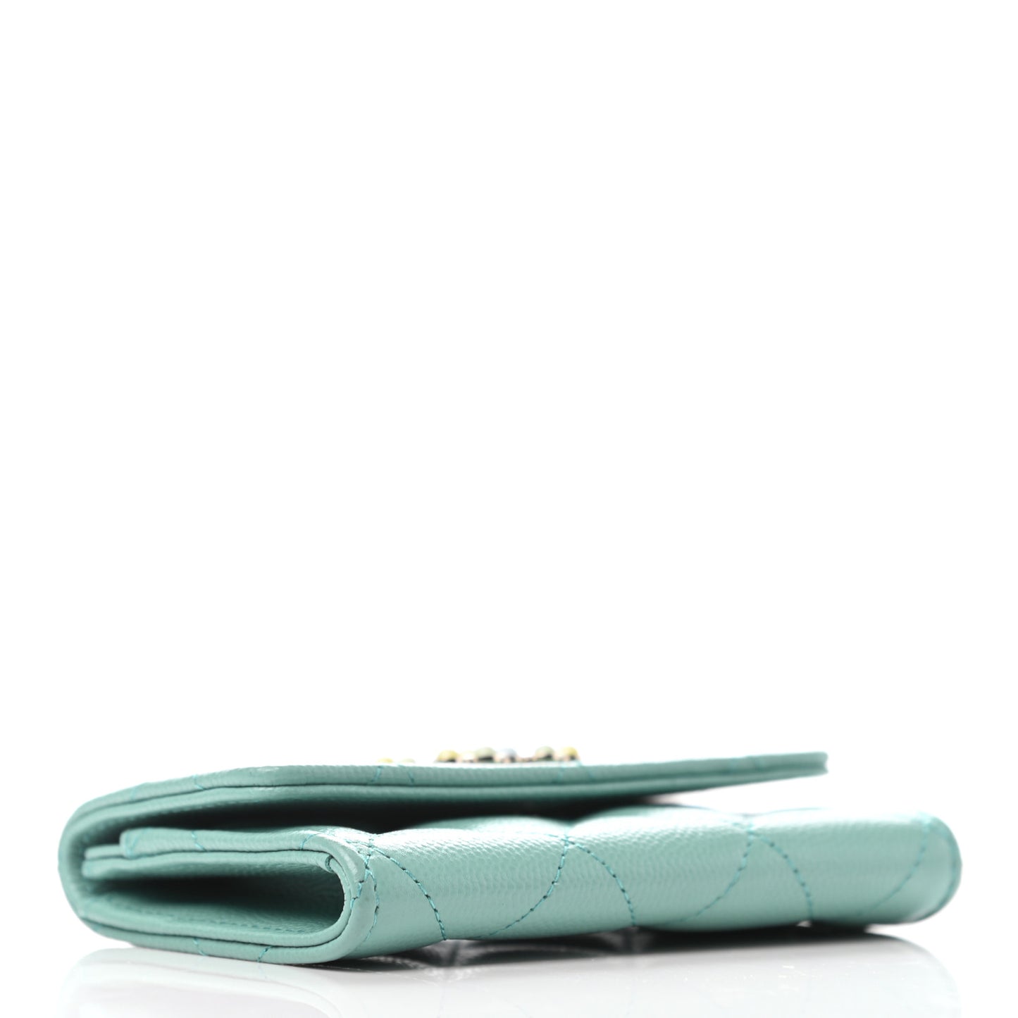 Caviar Pearl Quilted Coco Candy Flap Card Holder Blue