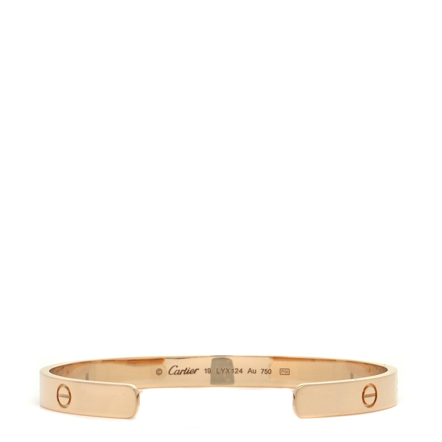 18K Yellow Gold LOVE Cuff Bracelet 19