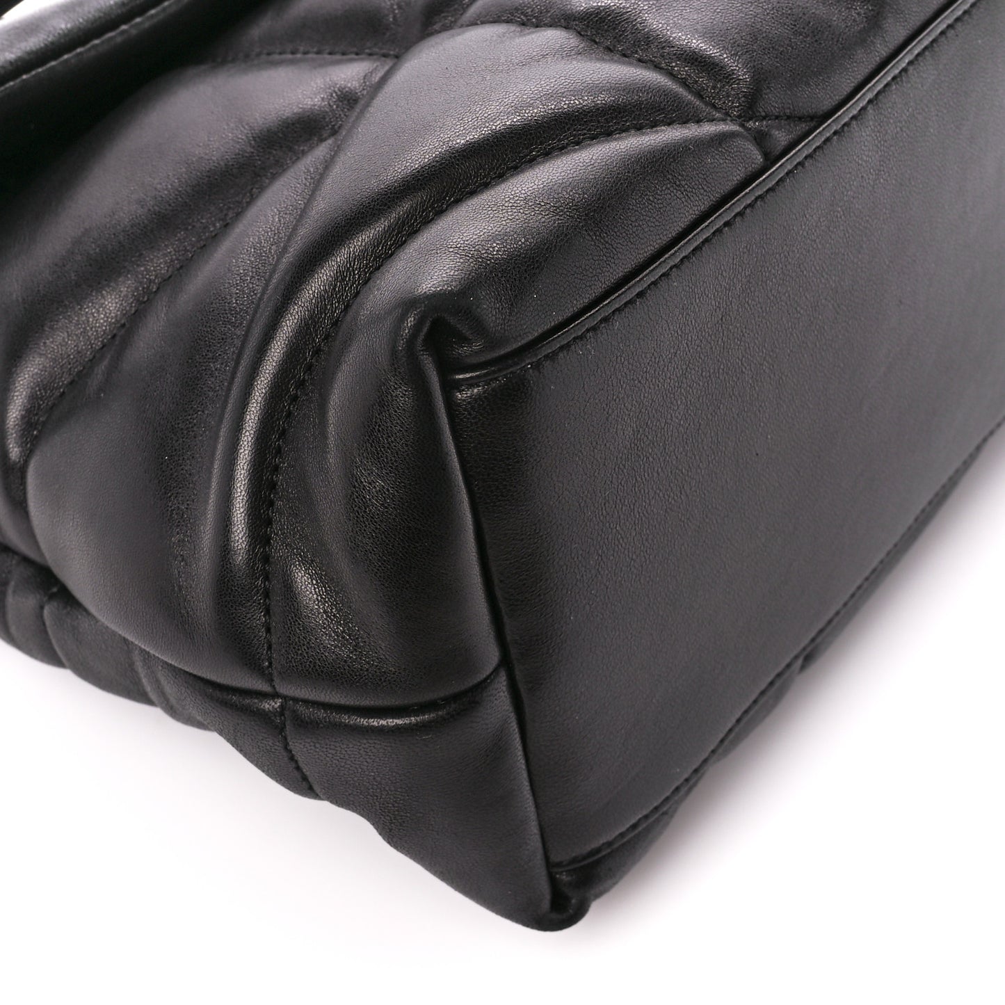 Lambskin Quilted Medium Loulou Puffer Monogram Chain Satchel Black