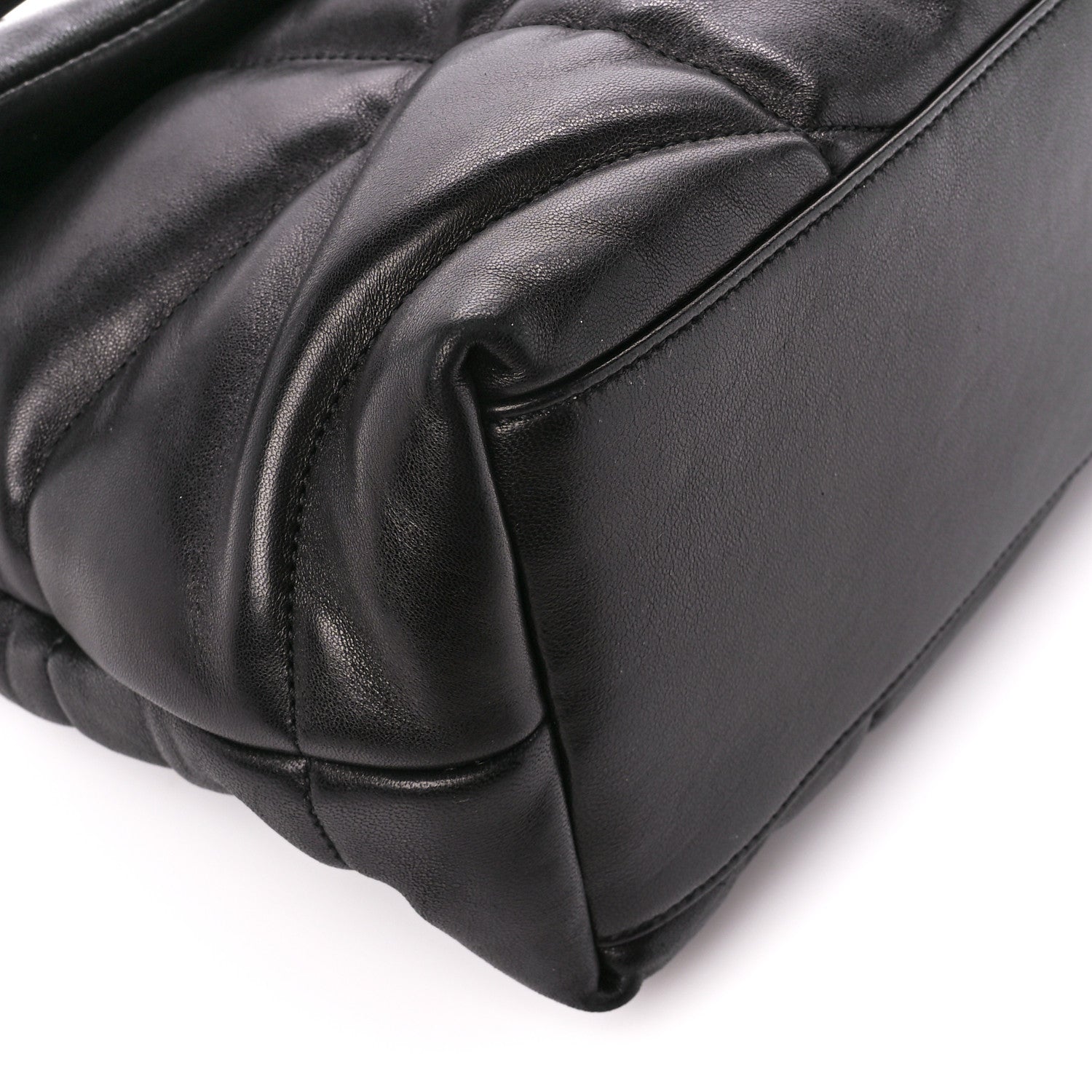Saint Laurent Lambskin Quilted Medium Loulou Puffer Monogram Chain Satchel Black 10 of 11