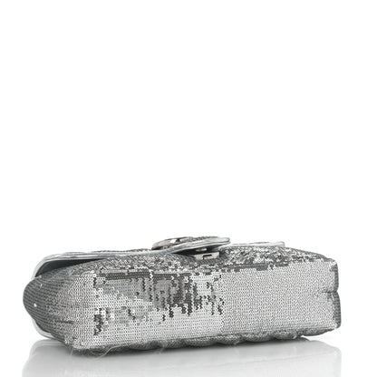 Gucci Sequin Matelasse Small GG Marmont Shoulder Bag Silver 4 of 9