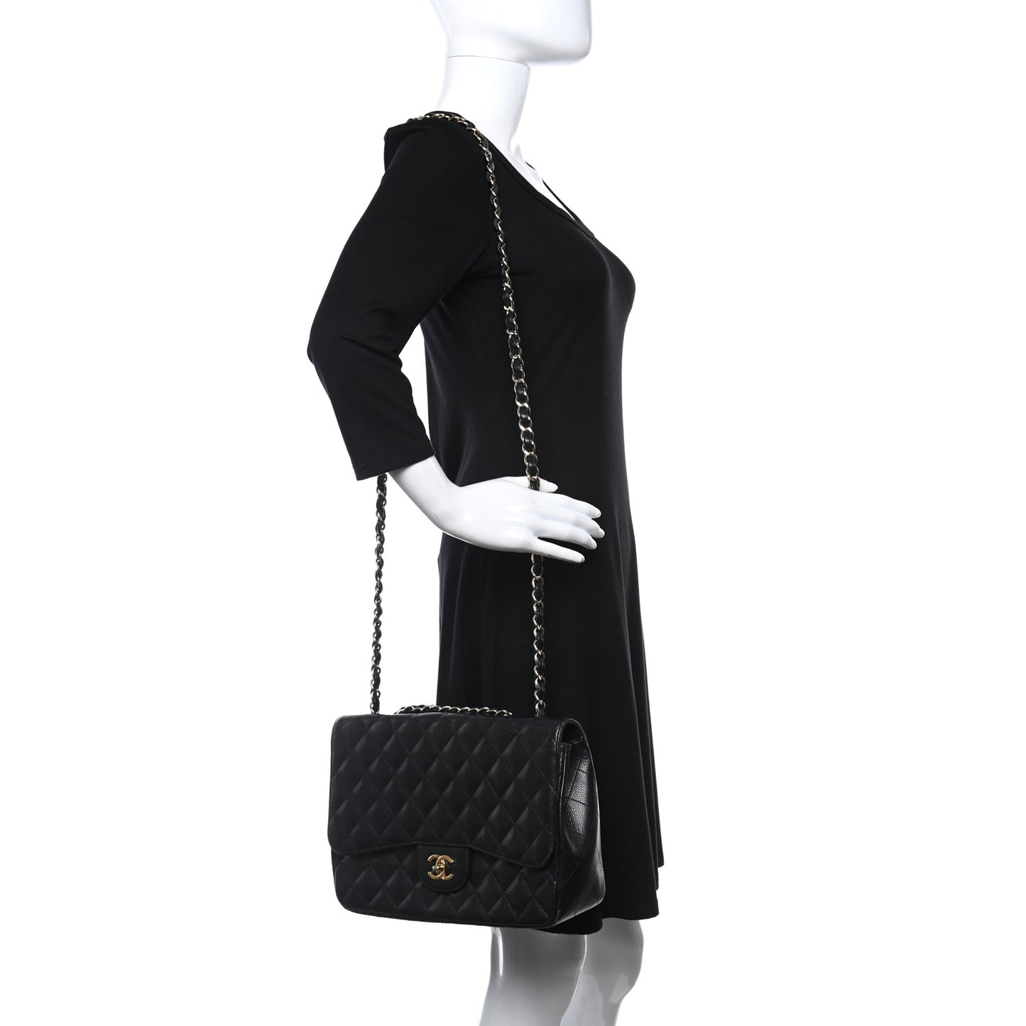 Caviar Quilted Jumbo Single Flap Black