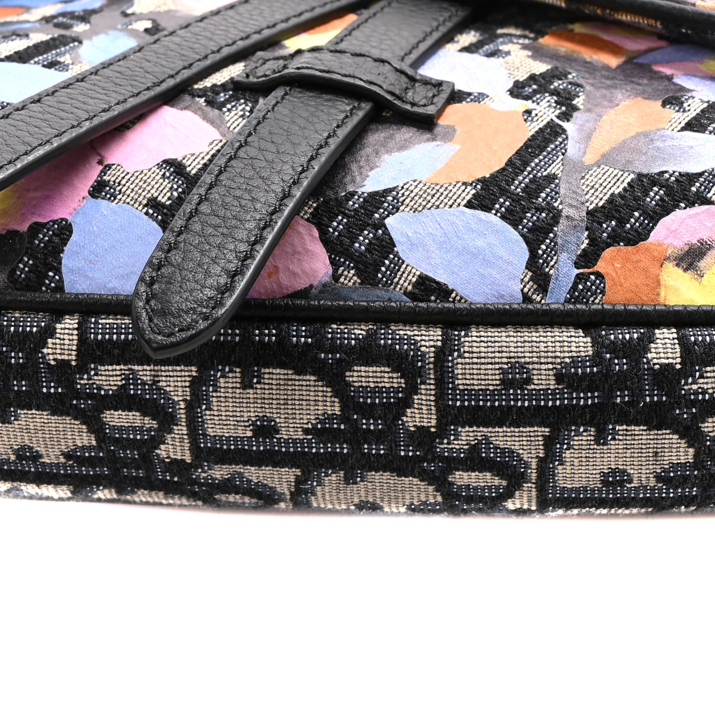 X ALEX FOXOTN Oblique Floral Print Mens Saddle Bag Blue Multicolor