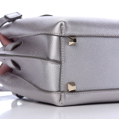 MCM Metallic Grained Calfskin Mini Milla Tote Spike Silver 8 of 9