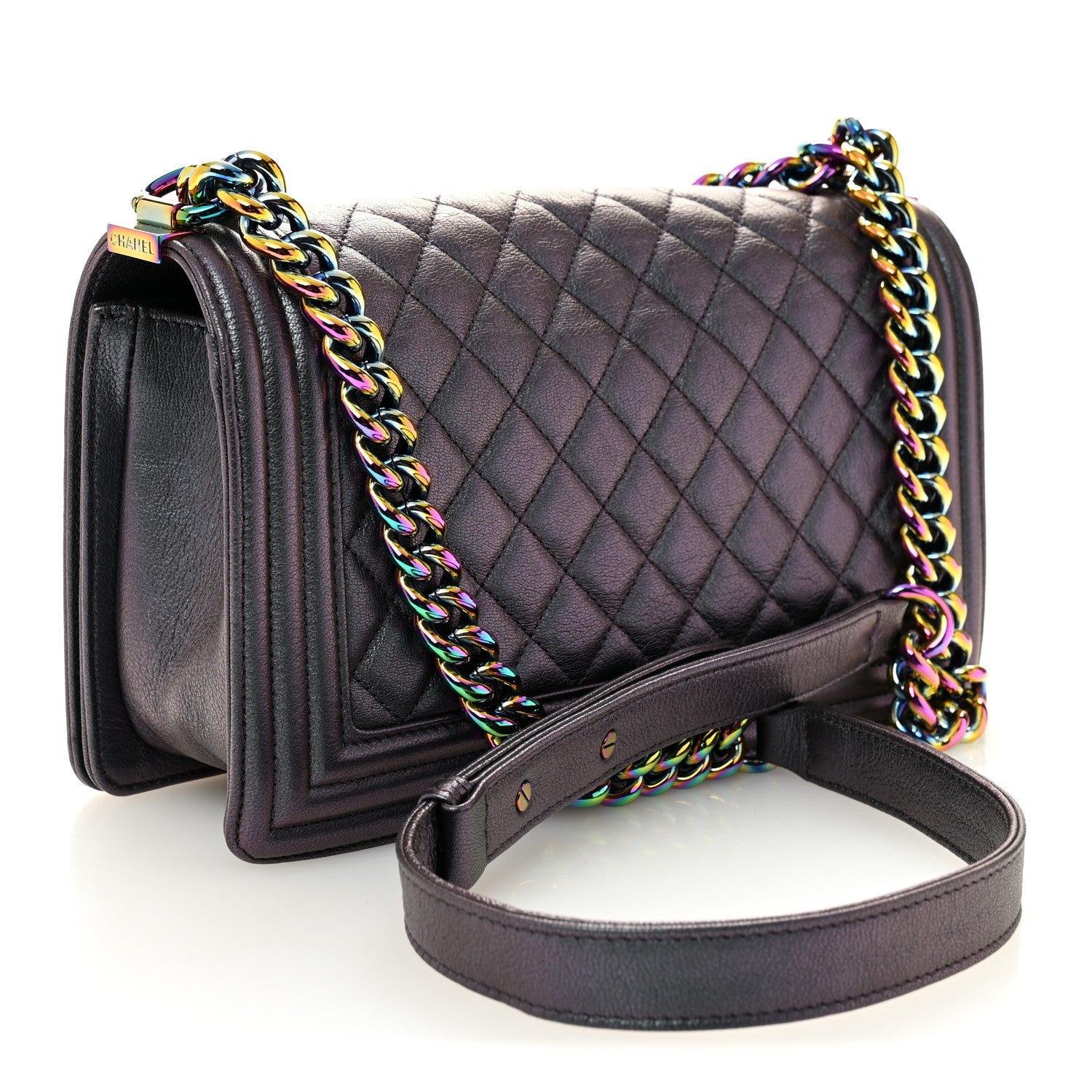 Chanel Iridescent Goatskin Quilted Medium Boy Flap Purple 3 of 10