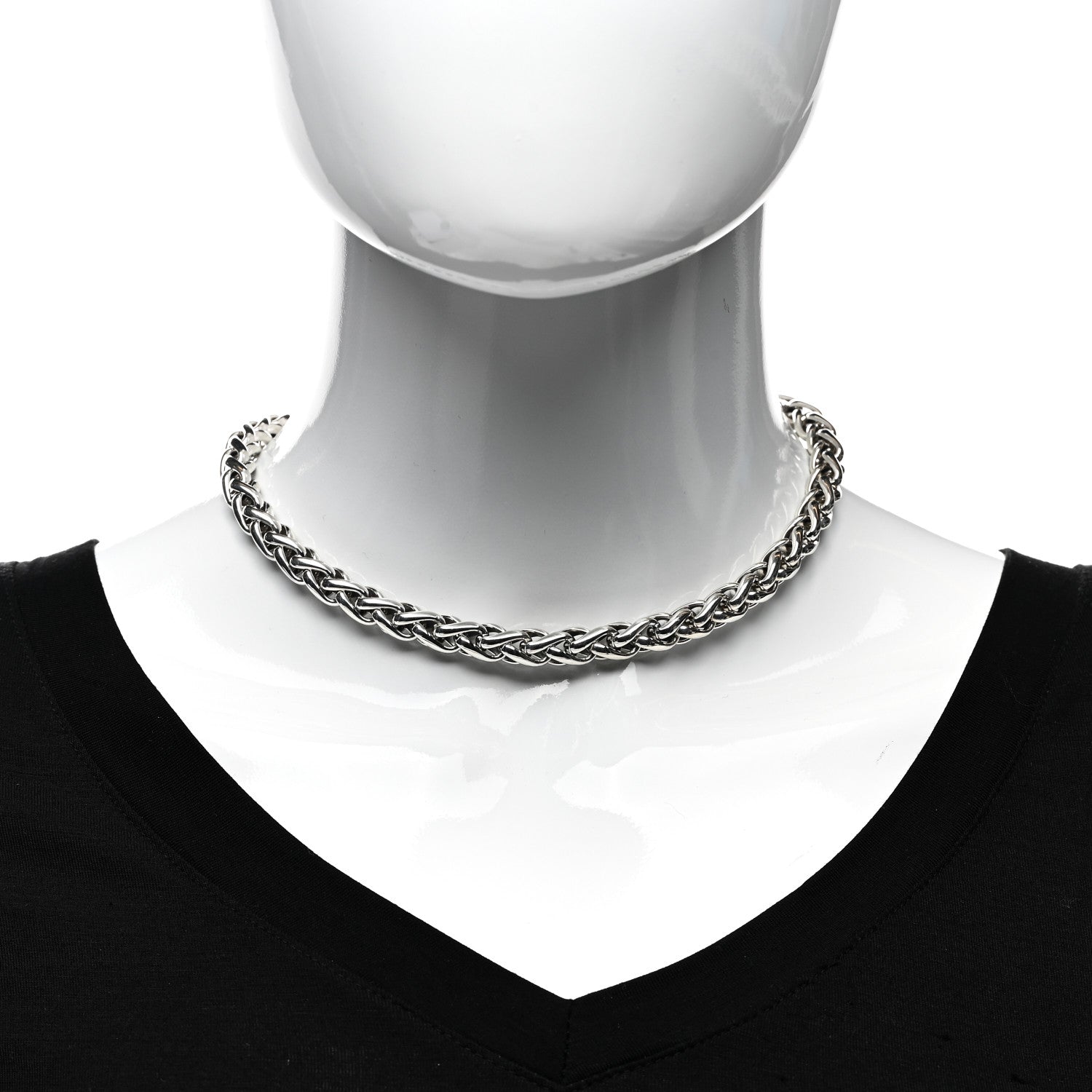 David Yurman Sterling Silver 18K Yellow Gold Diamond 8mm Wheat Chain Necklace 2 of 4