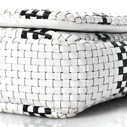 Burberry Woven Calfskin Mini Latticed Lola Bag Black White 9 of 10
