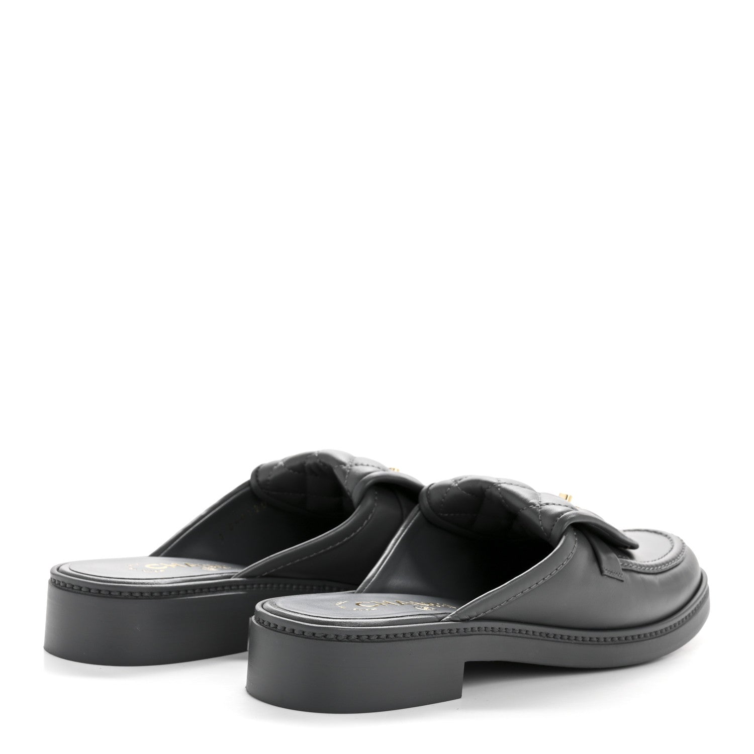 Chanel Lambskin Quilted CC Turnlock Mules 39 Grey 5 of 9