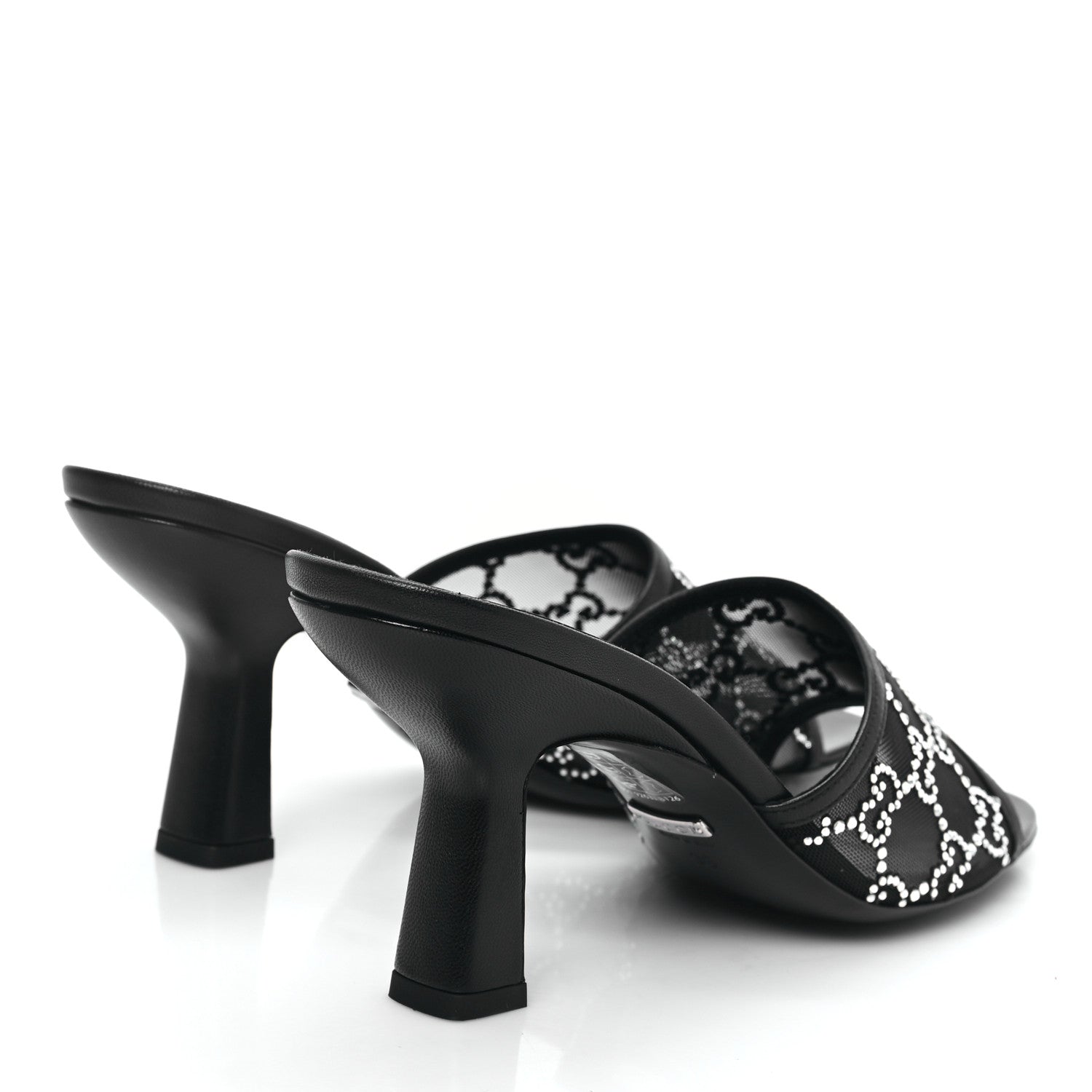 Gucci Tela Retino Nappa Crystal GG Monogram Square G 95mm Slide Sandals 39 Black 4 of 8
