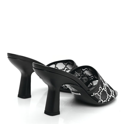 Gucci Tela Retino Nappa Crystal GG Monogram Square G 95mm Slide Sandals 39 Black 4 of 8