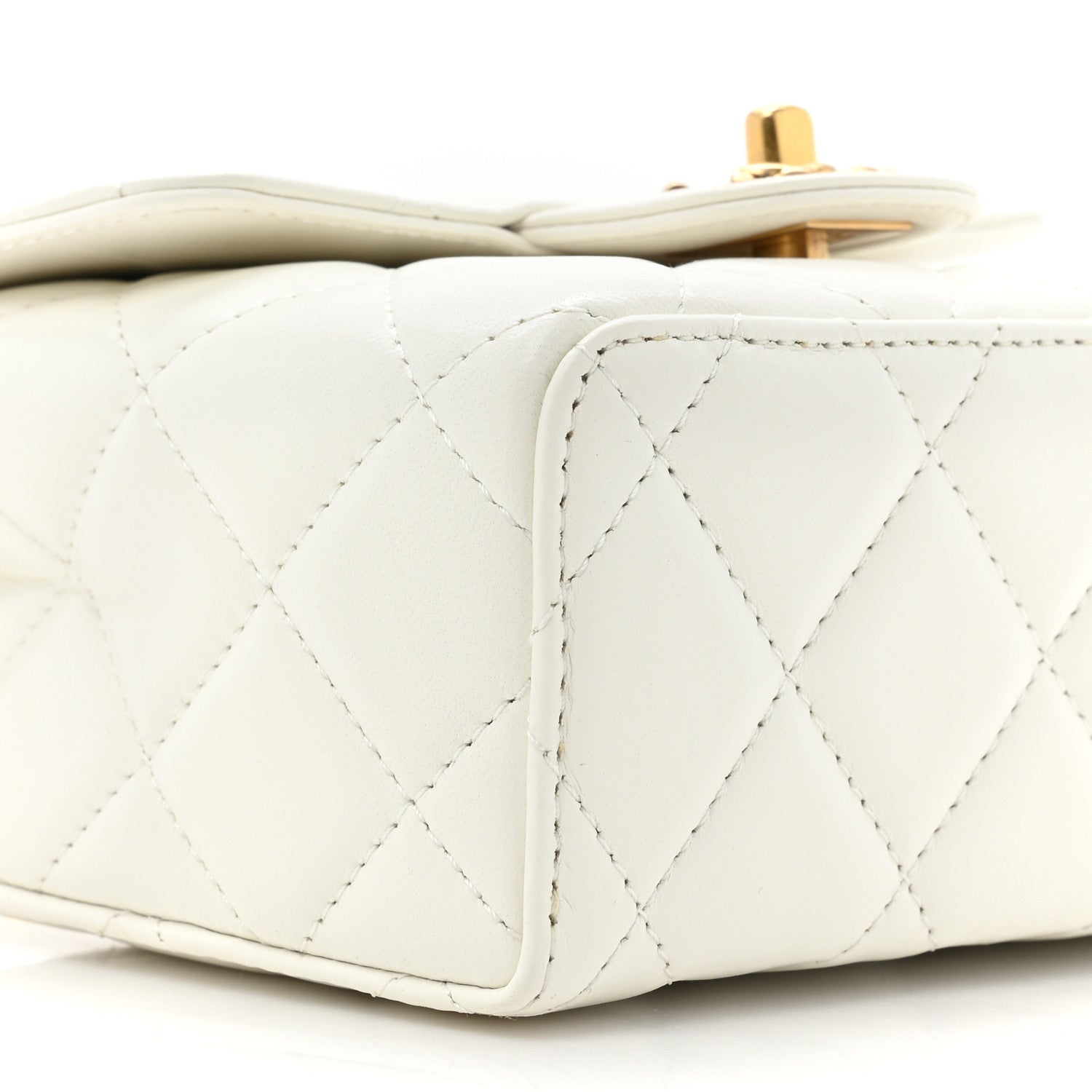 Chanel Lambskin Handle Crush Top Handle Flap Bag White 9 of 9