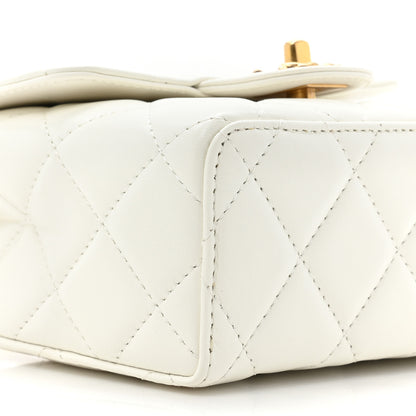 Chanel Lambskin Handle Crush Top Handle Flap Bag White 9 of 9