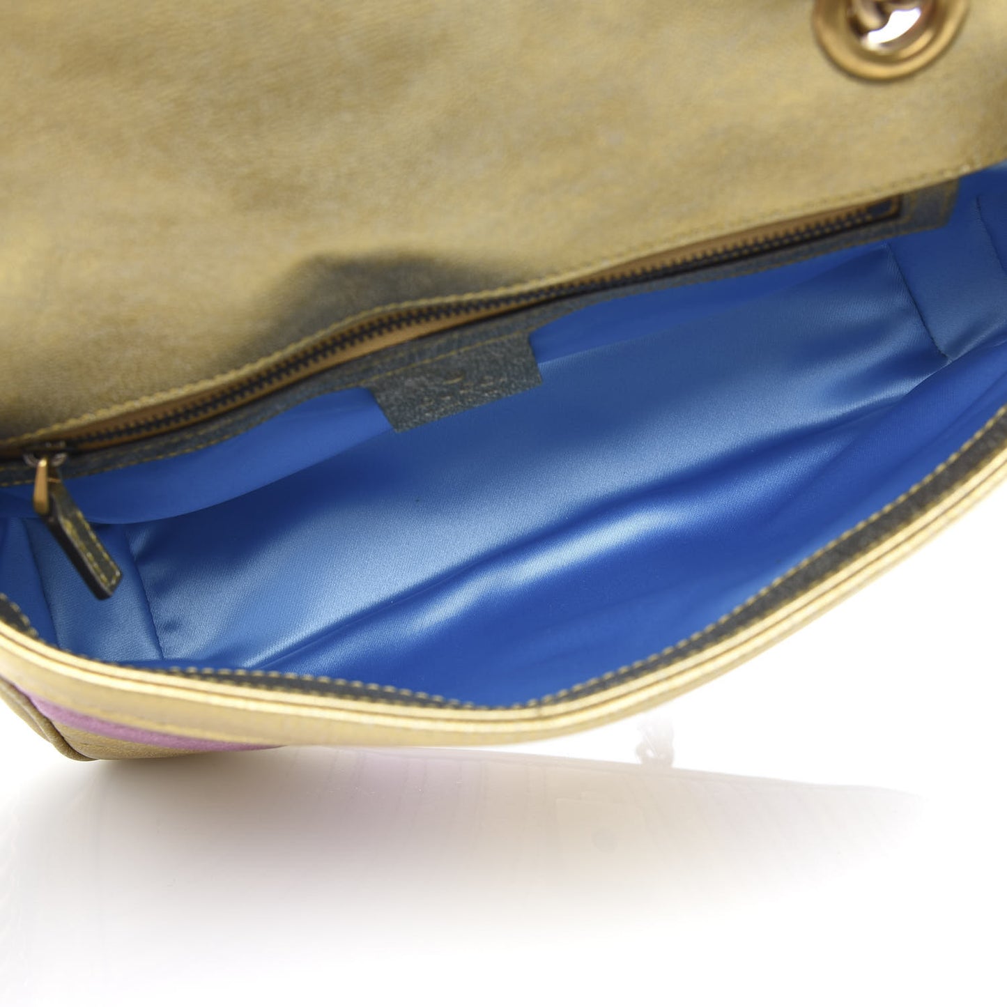 Metallic Calfskin Matelasse Small GG Marmont Shoulder Bag Gold Pink