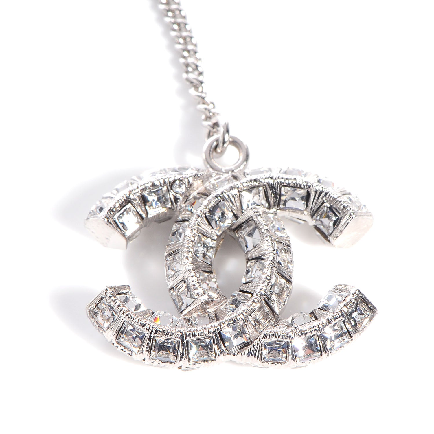 Chanel Baguette Crystal CC Dangle Earrings Silver 4 of 5