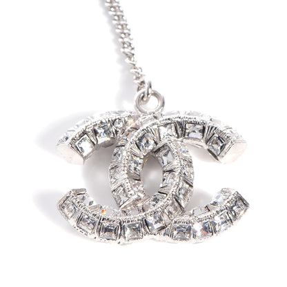 Chanel Baguette Crystal CC Dangle Earrings Silver 4 of 5