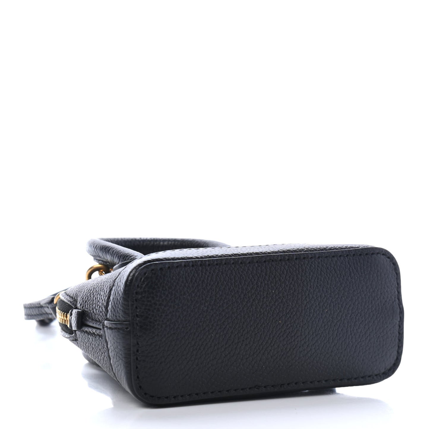 Grained Calfskin Logo Mini Ville Top Handle Bag Black White