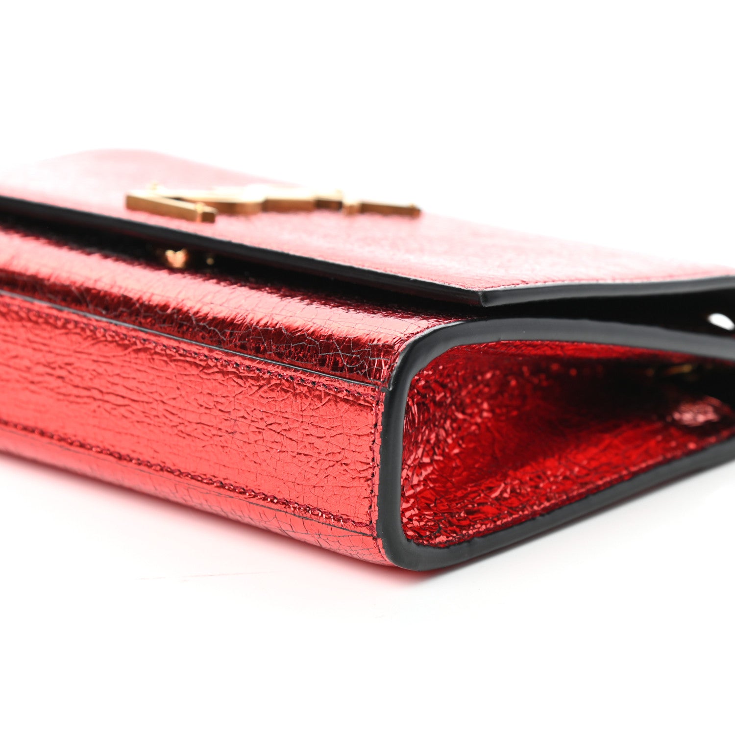 Saint Laurent Metallic Calfskin Small Classic Monogram Kate Satchel Red 8 of 8