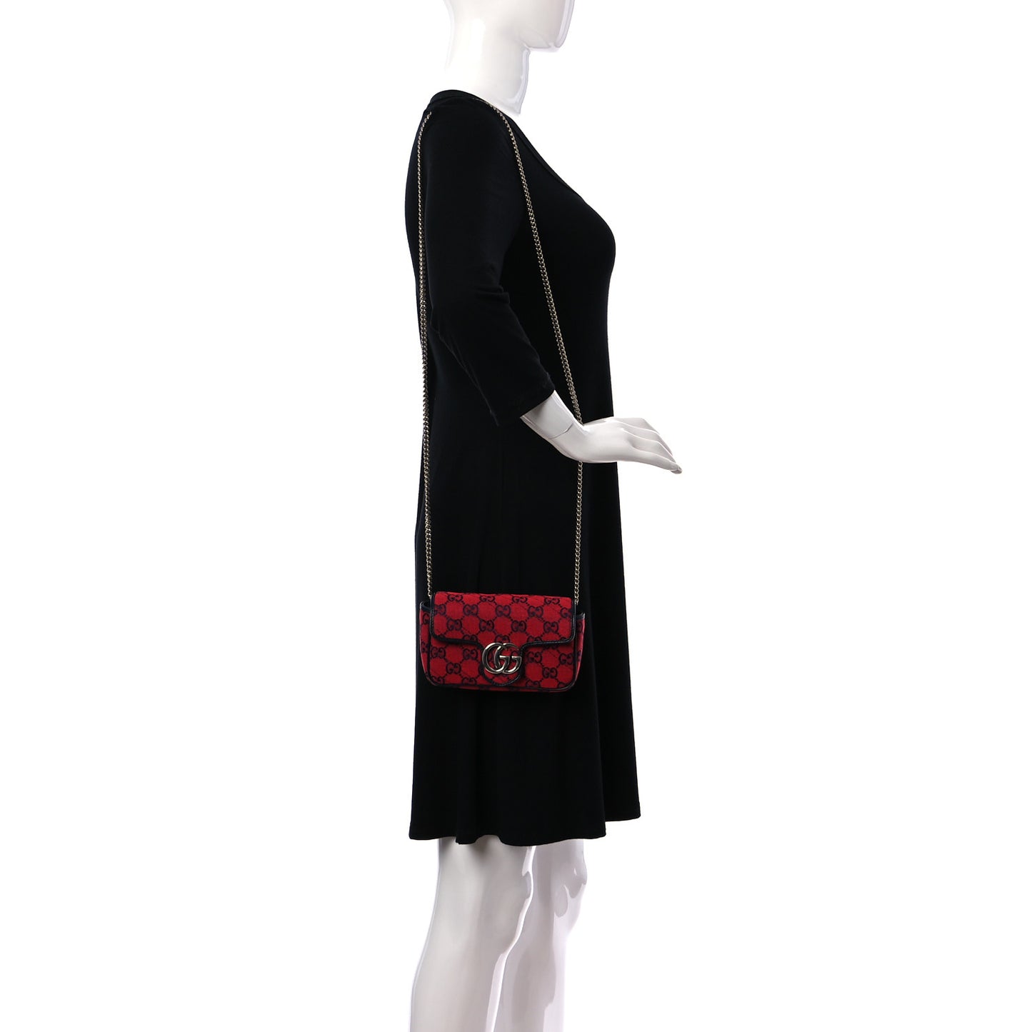 Monogram Multicolor Matelasse Diagonal Super Mini GG Marmont Shoulder Bag Red Blue