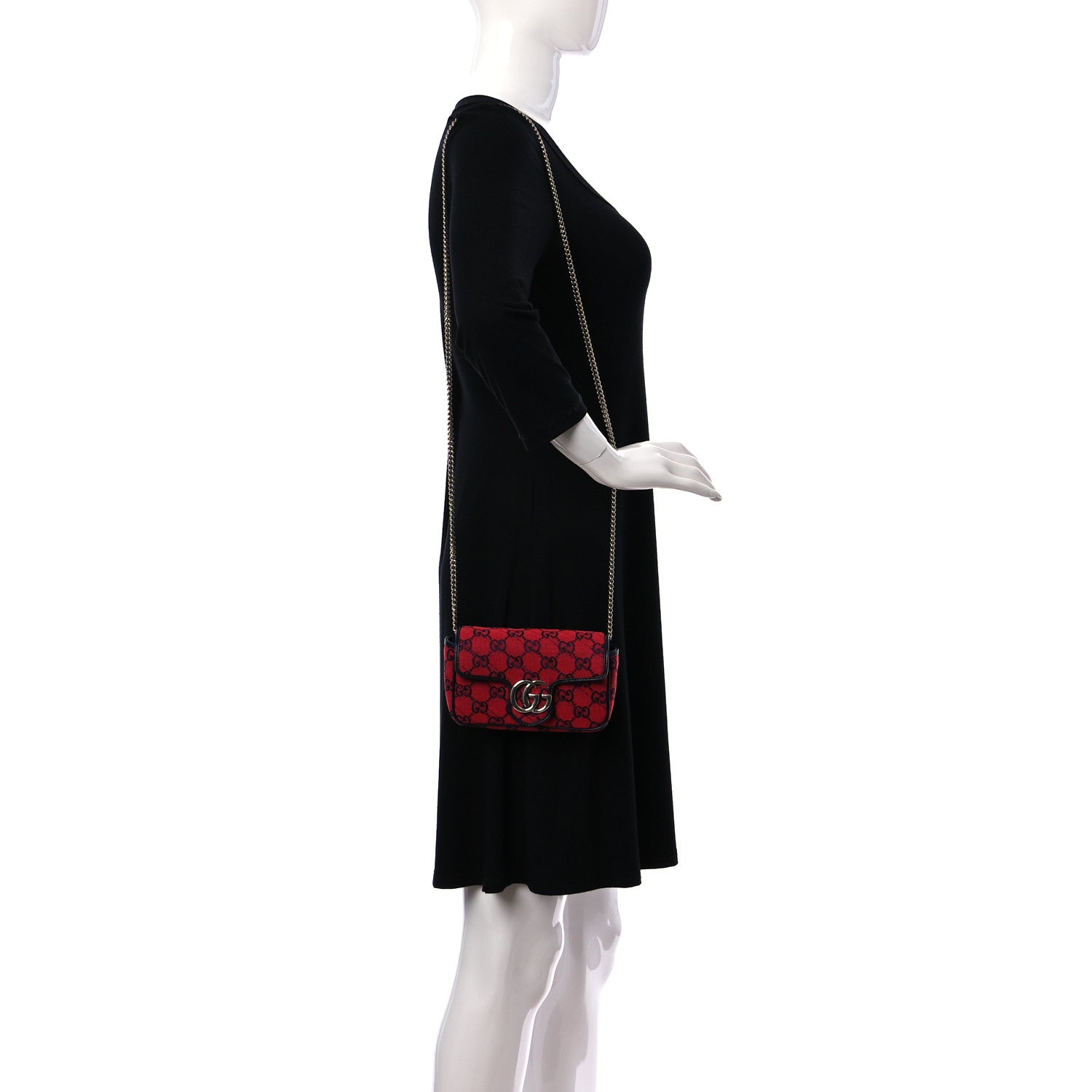 Gucci Monogram Multicolor Matelasse Diagonal Super Mini GG Marmont Shoulder Bag Red Blue 2 of 11