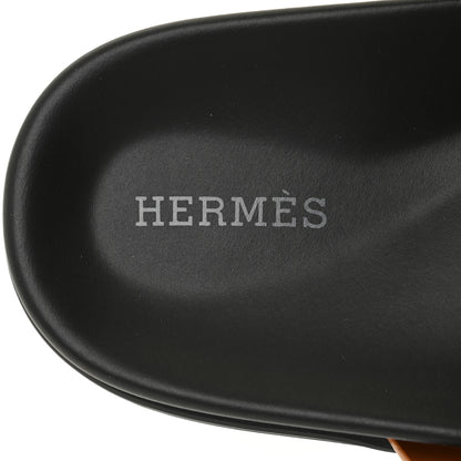 Hermes Calfskin Womens Chypre Sandals 37.5 Gold 9 of 10
