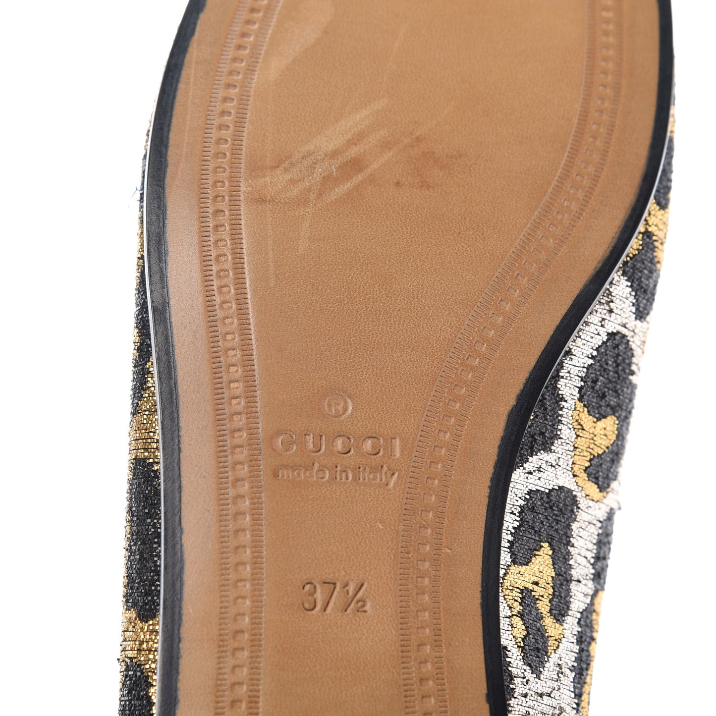 Jacquard Leopard Print Horsebit Womens Jordaan Loafers 37.5 Gold