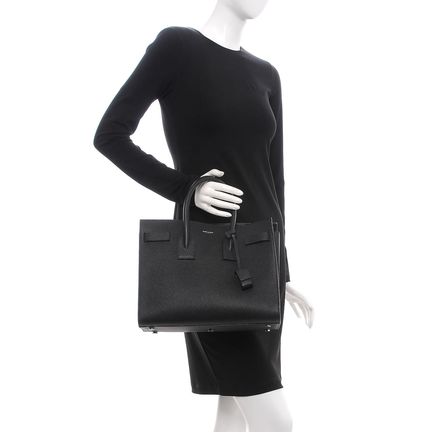 Grained Calfskin Small Sac De Jour Black