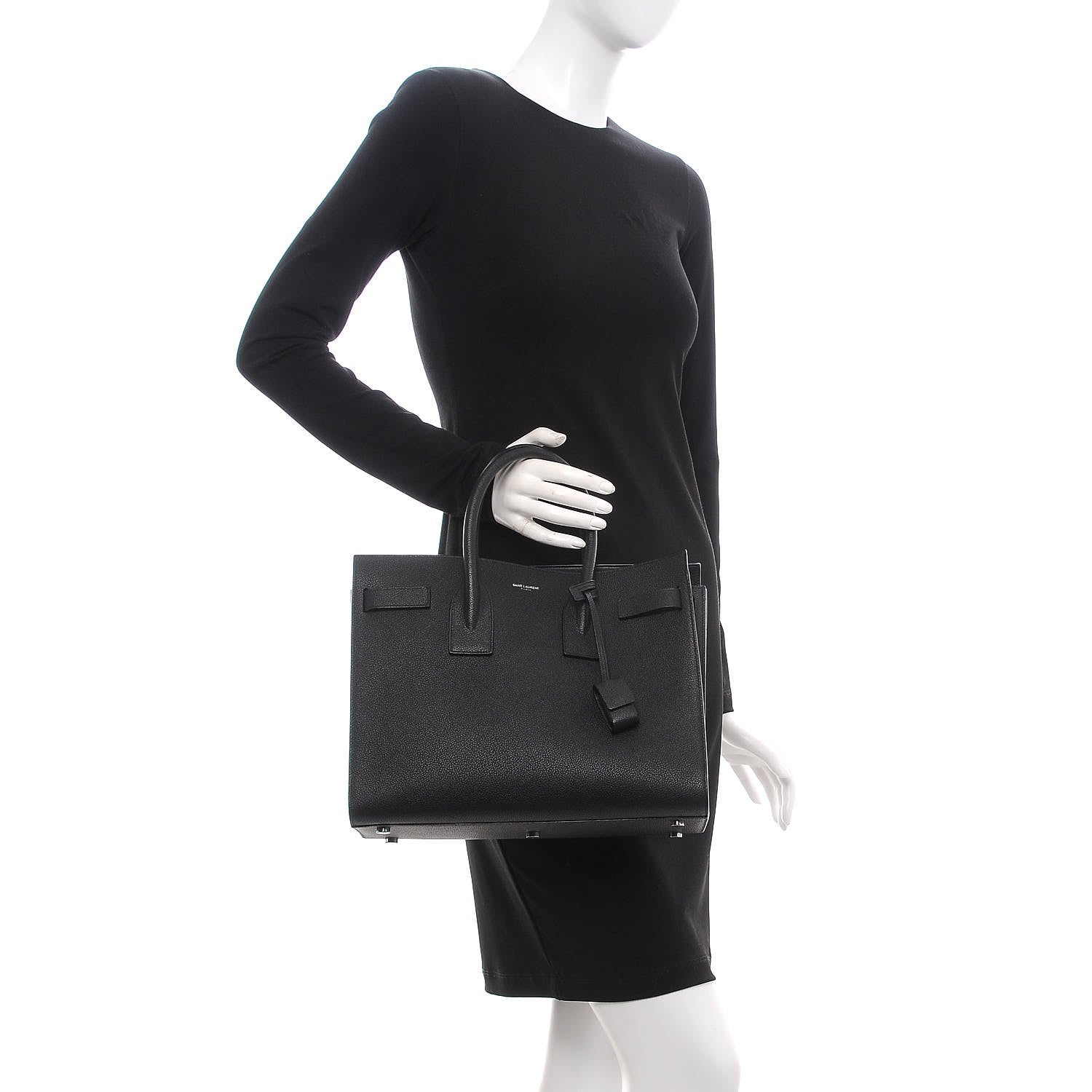 Saint Laurent Grained Calfskin Small Sac De Jour Black 3 of 8