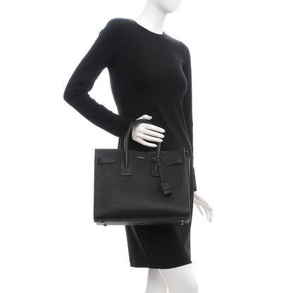 Saint Laurent Grained Calfskin Small Sac De Jour Black 3 of 8