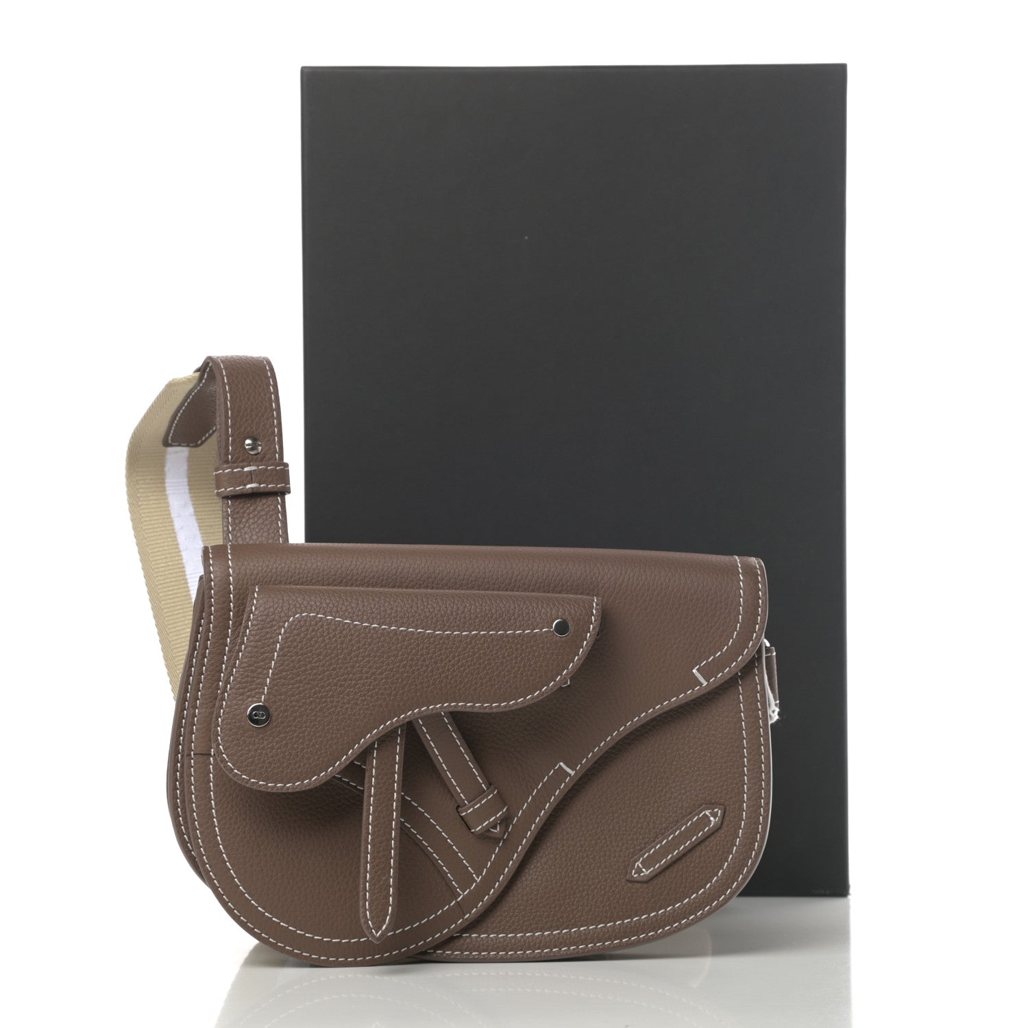 Christian Dior X KAWS Grained Calfskin Saddle Pouch Marron Multicolor 12 of 13
